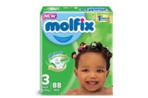 Molfix Air Dry Jumbo Pack Baby Diaper., Size 3 Midi,4-9kg(88pcs).